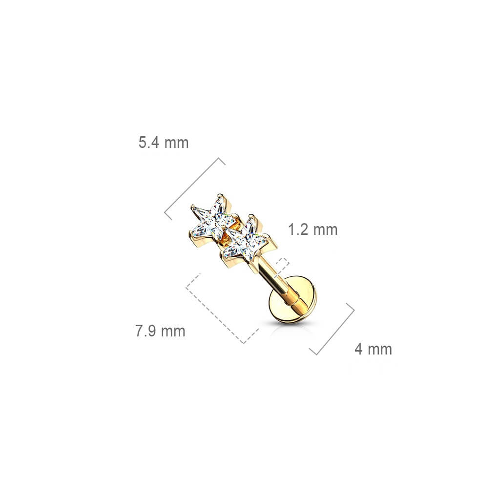 Labret Zirconi a stella Filettatura Interna