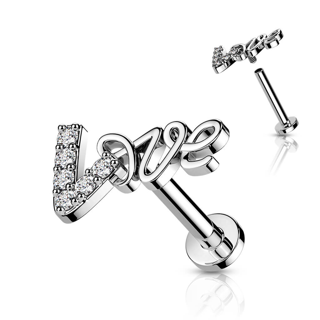 Labret LOVE Zirkonia Innengewinde