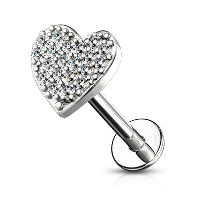 Labret Heart Zirconia Internally Threaded