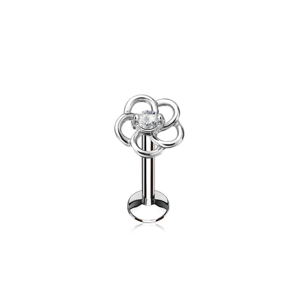 Labret Fleur Zircone Filetage Interne