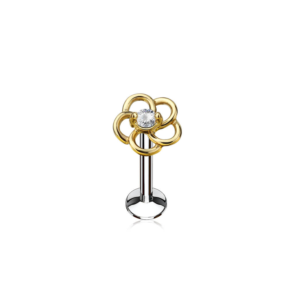 Labret Blume Zirkonia Innengewinde