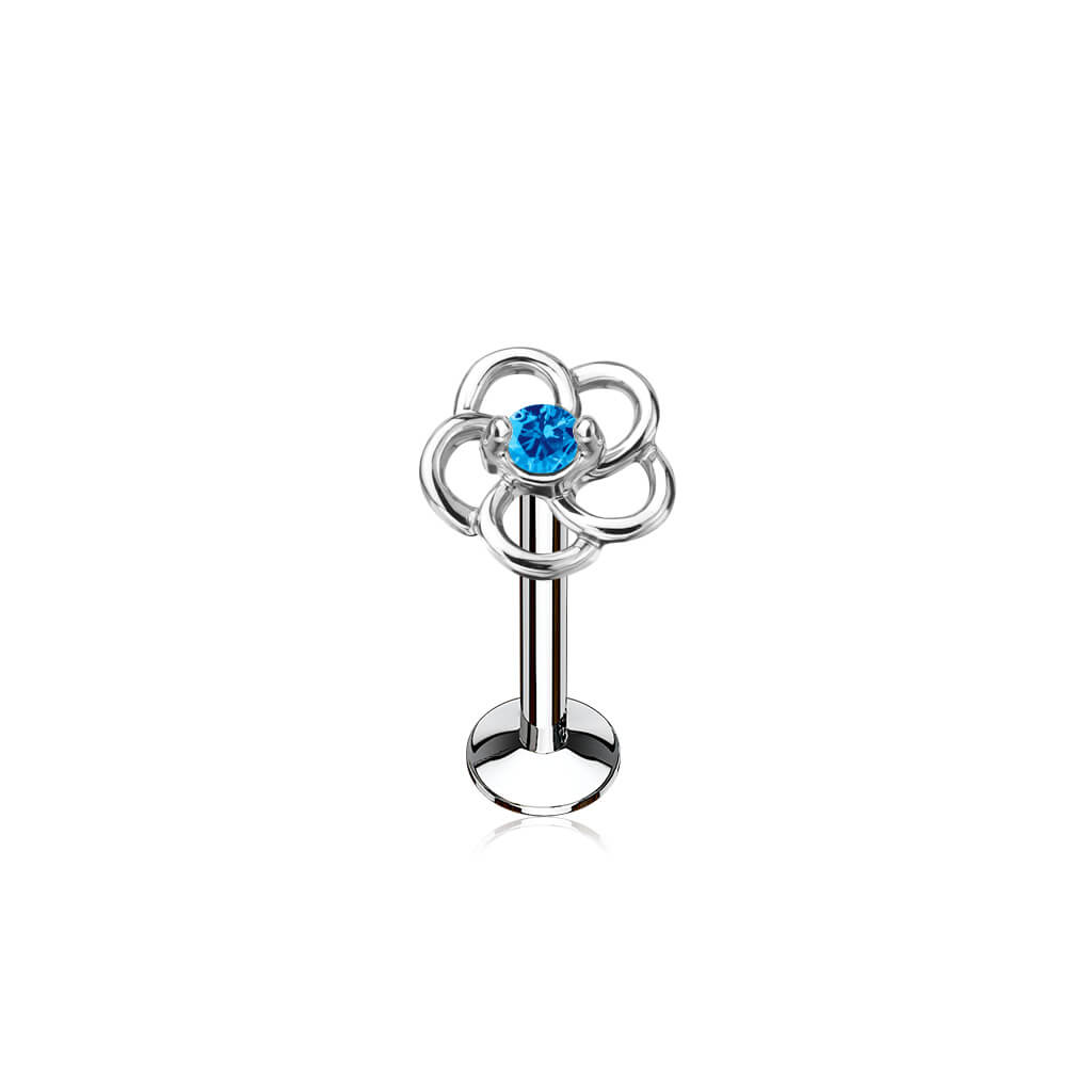 Labret Blume Zirkonia Innengewinde