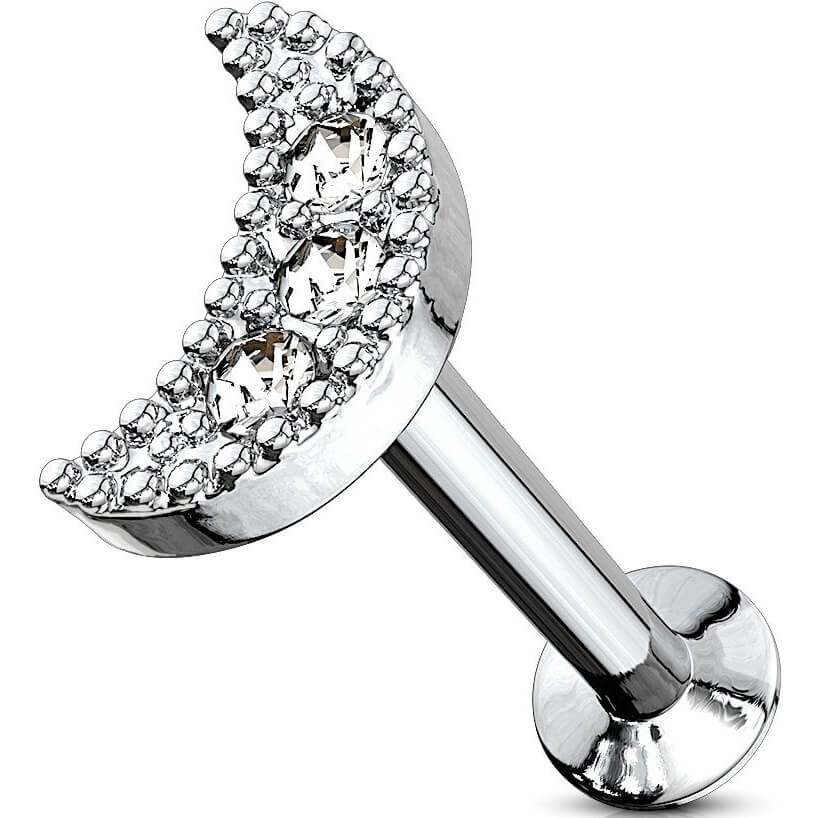 Labret Lune Zircone Filetage Interne