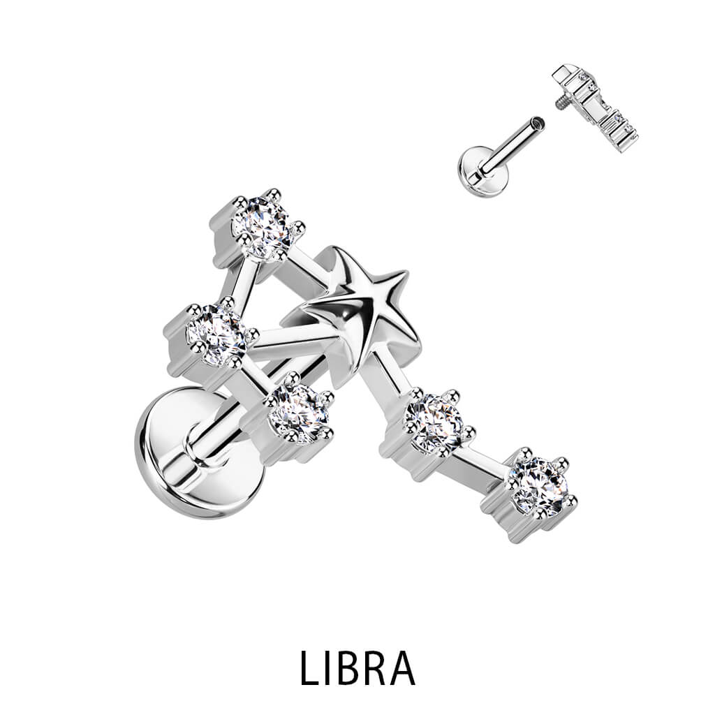 Signo del zodiaco Circonita Plata Rosca interna Labret