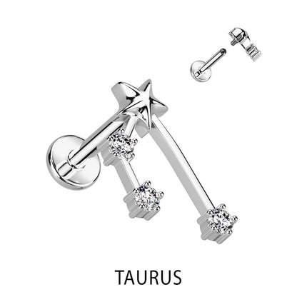 Signo del zodiaco Circonita Plata Rosca interna Labret