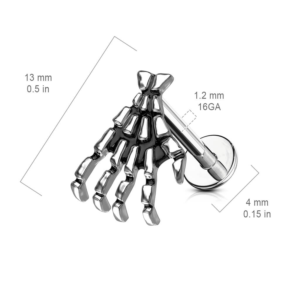 Labret Skeleton Hand Silver