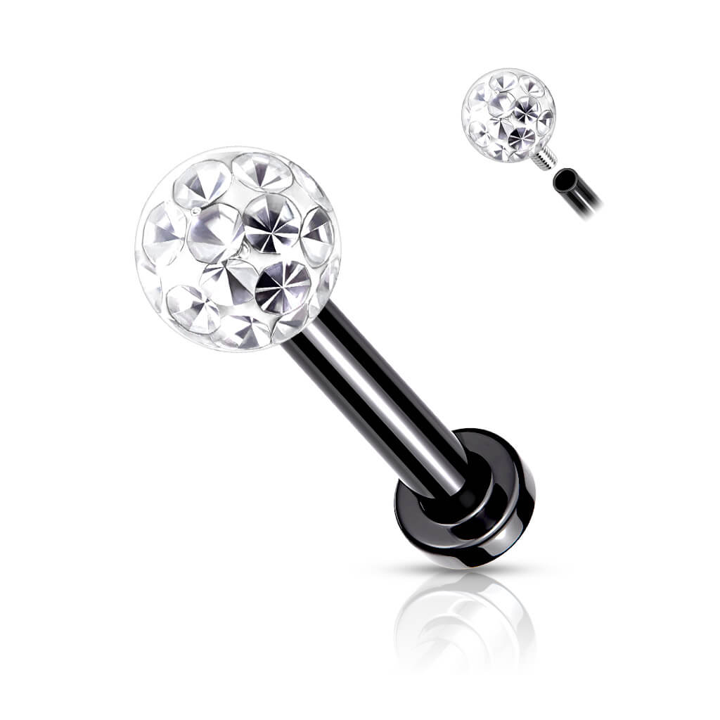 Labret Zirconia Ball Internally Threaded