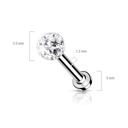 Labret Zirconia Ball Internally Threaded