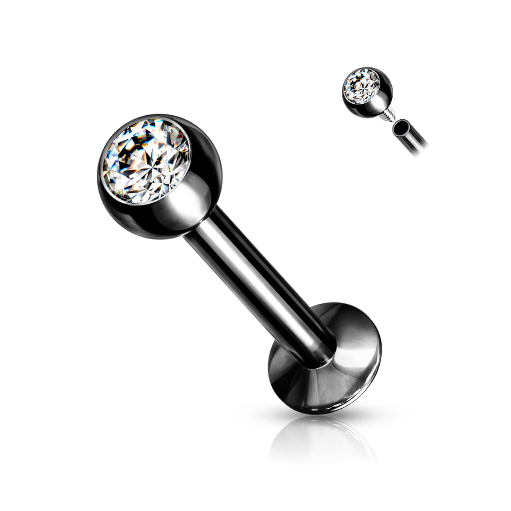 Labret Bille Zircone Filetage Interne