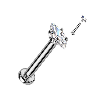 Labret Marquise Schliff Zirkonia Innengewinde