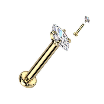 Labret Marquise Schliff Zirkonia Innengewinde