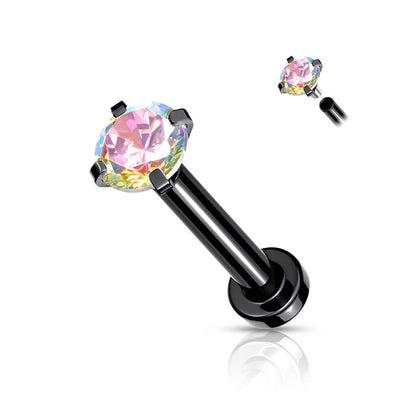 Labret Zirconia dimple setting Internally Threaded