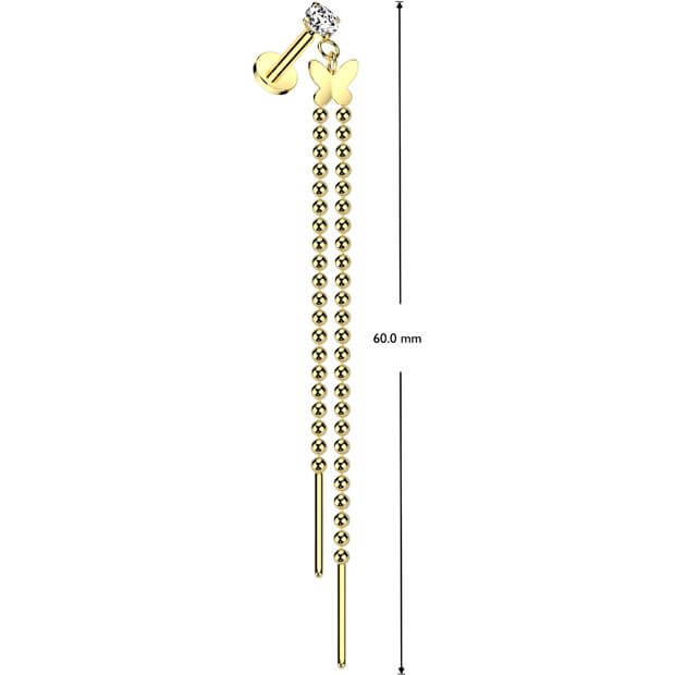 Labret Anhänger Schmetterling Doppelkette Kugeln Innengewinde
