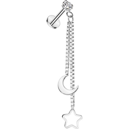 Labret Luna crescente cava stella catena pendente Filettatura Interna