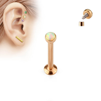 Labret Opal Flach PVD Innengewinde