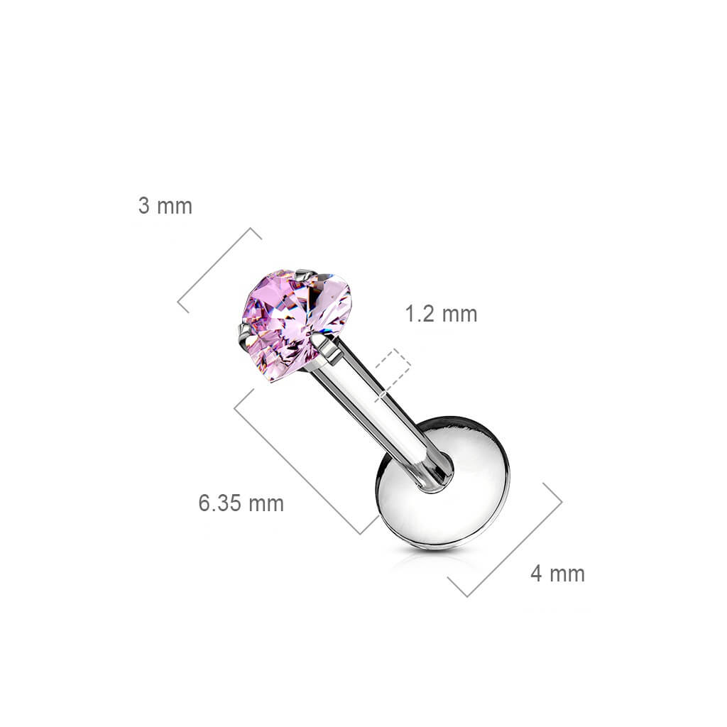 Labret Herz Zirkonia Innengewinde