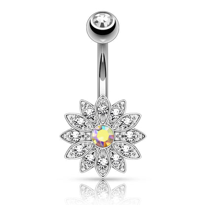 Piercing Nombril Fleur Zircone