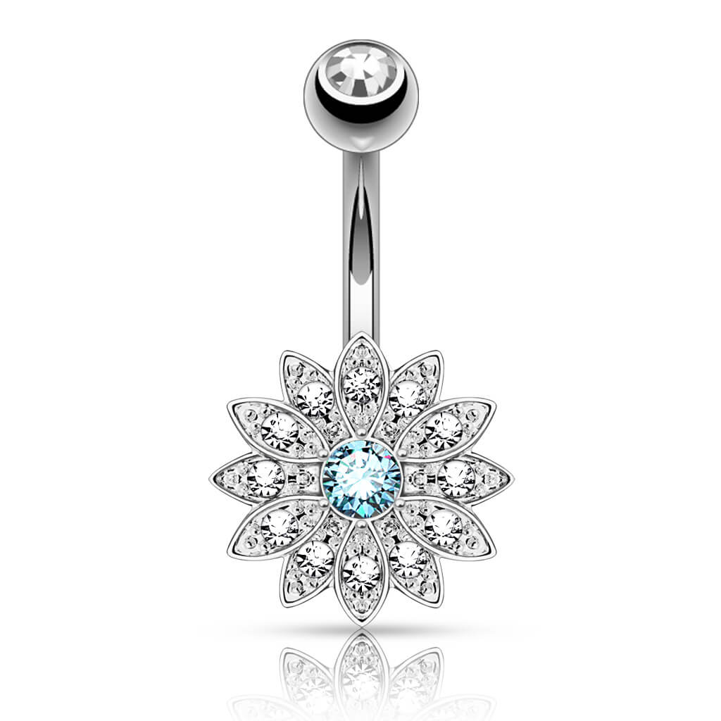 Belly Button Piercing Flower Zirconia