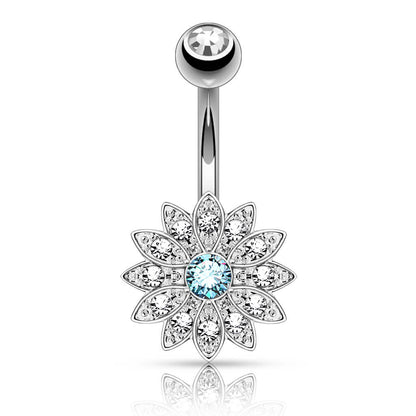 Belly Button Piercing Flower Zirconia