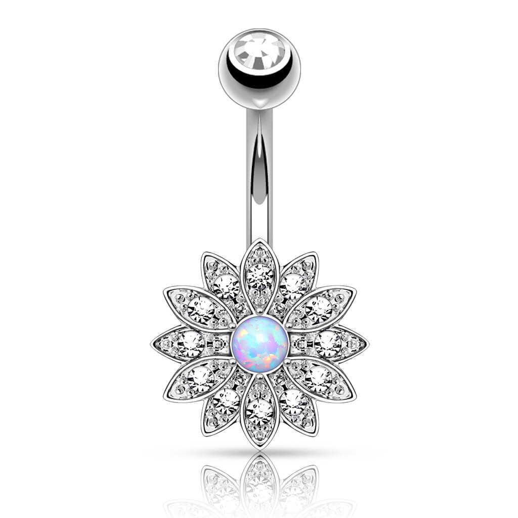 Bauchnabelpiercing Blume Zirkonia Opal