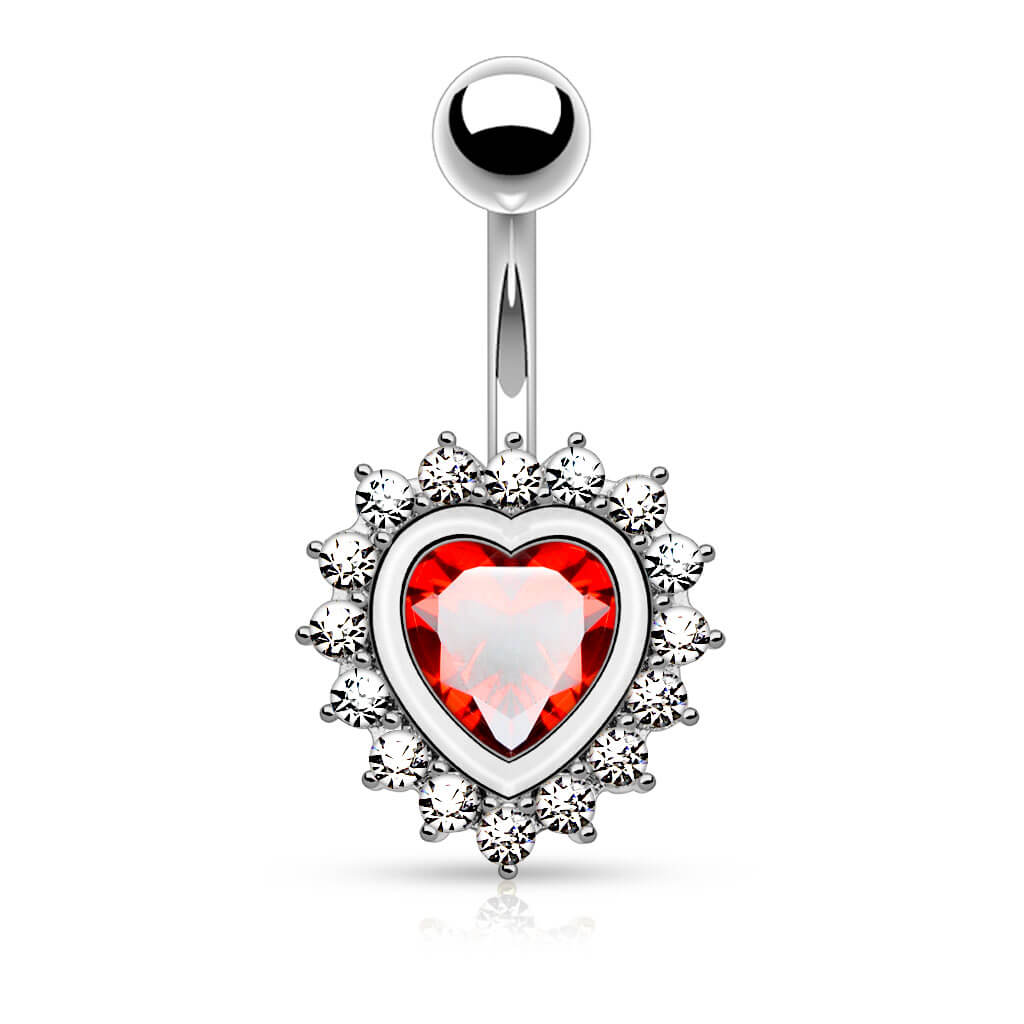 Belly Button Piercing Heart Zirconia