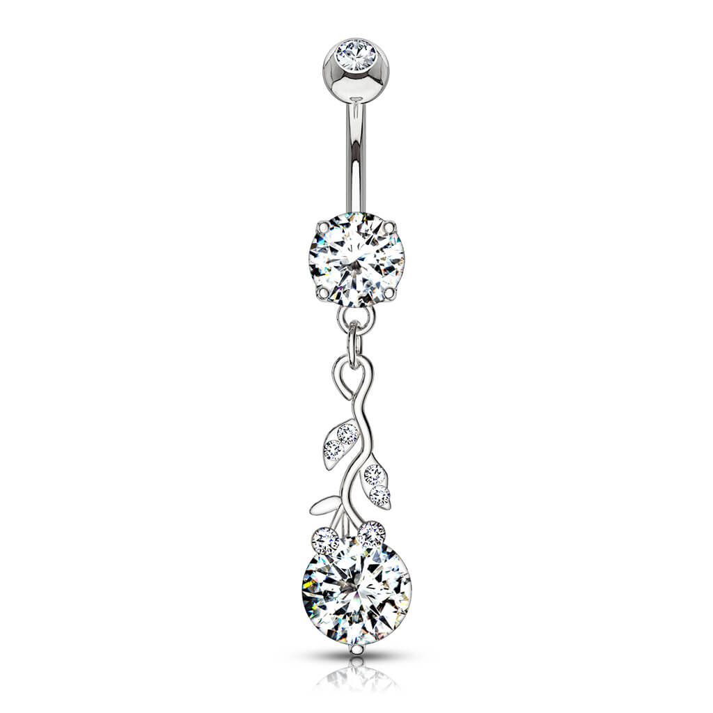 Piercing Nombril Pendentif Feuille Zircone