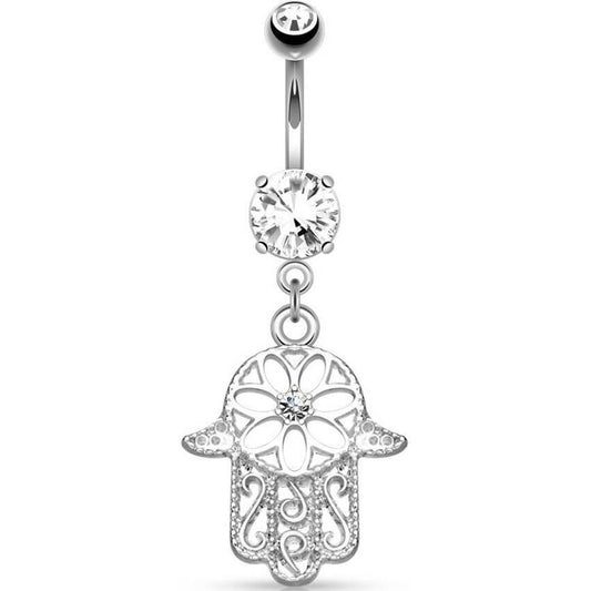 Belly Button Piercing Hamsa dangle Zirconia