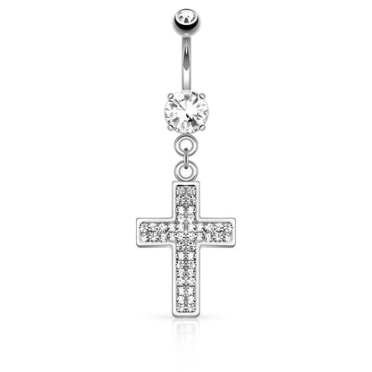 Piercing Nombril Pendentif Croix Zircone