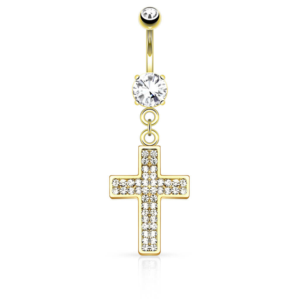 Piercing Nombril Pendentif Croix Zircone