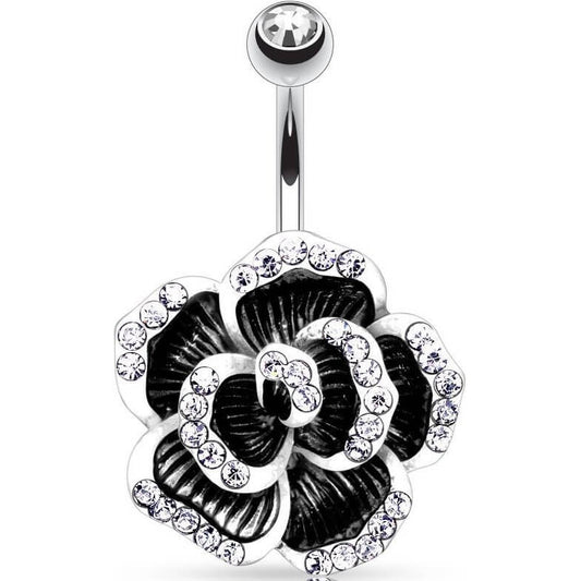 Piercing ombligo Rosa Circonita Plata