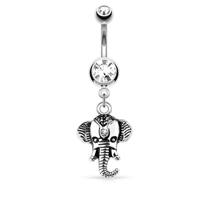 Belly Button Piercing Elephant dangle Zirconia