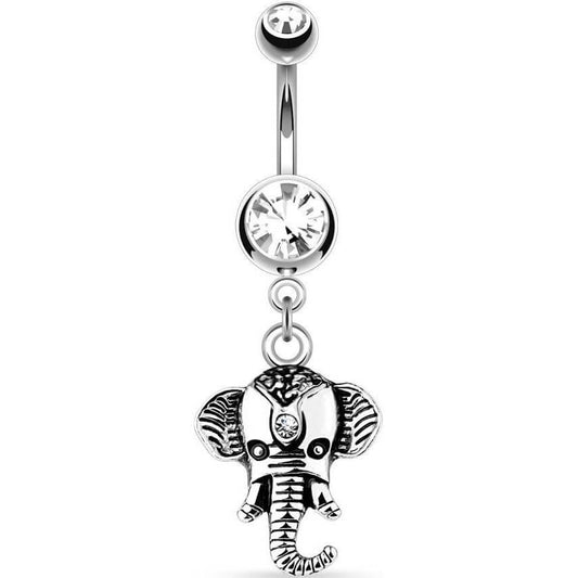 Belly Button Piercing Elephant dangle Zirconia