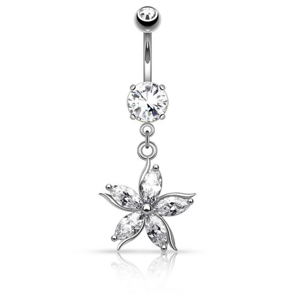 Piercing Nombril Pendentif Fleur Zircone