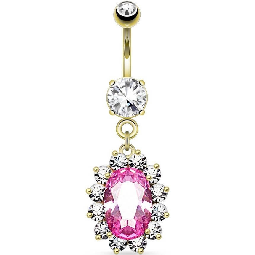 Piercing Nombril Pendentif Fleur Zircone