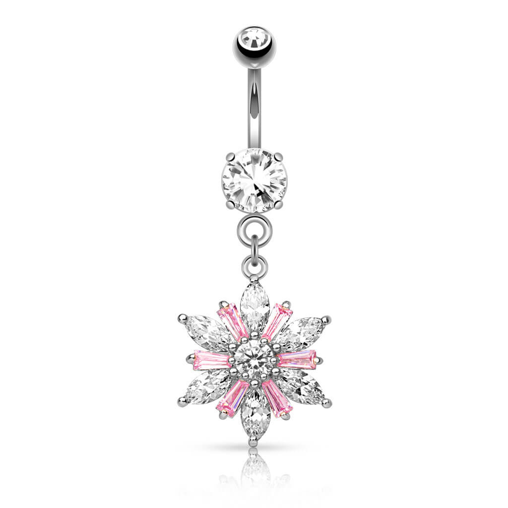 Piercing Nombril Pendentif Fleur Zircone