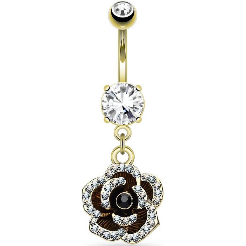 Belly Button Piercing Rose dangle Zirconia