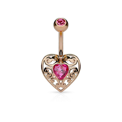 Belly Button Piercing Heart Zirconia