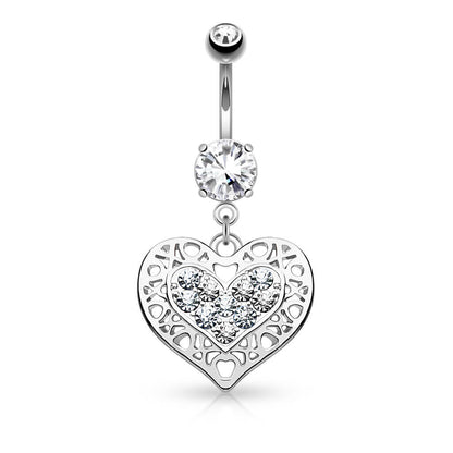 Piercing Nombril Pendentif Cœur Zircone