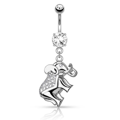 Piercing Nombril Pendentif Éléphant Zircone