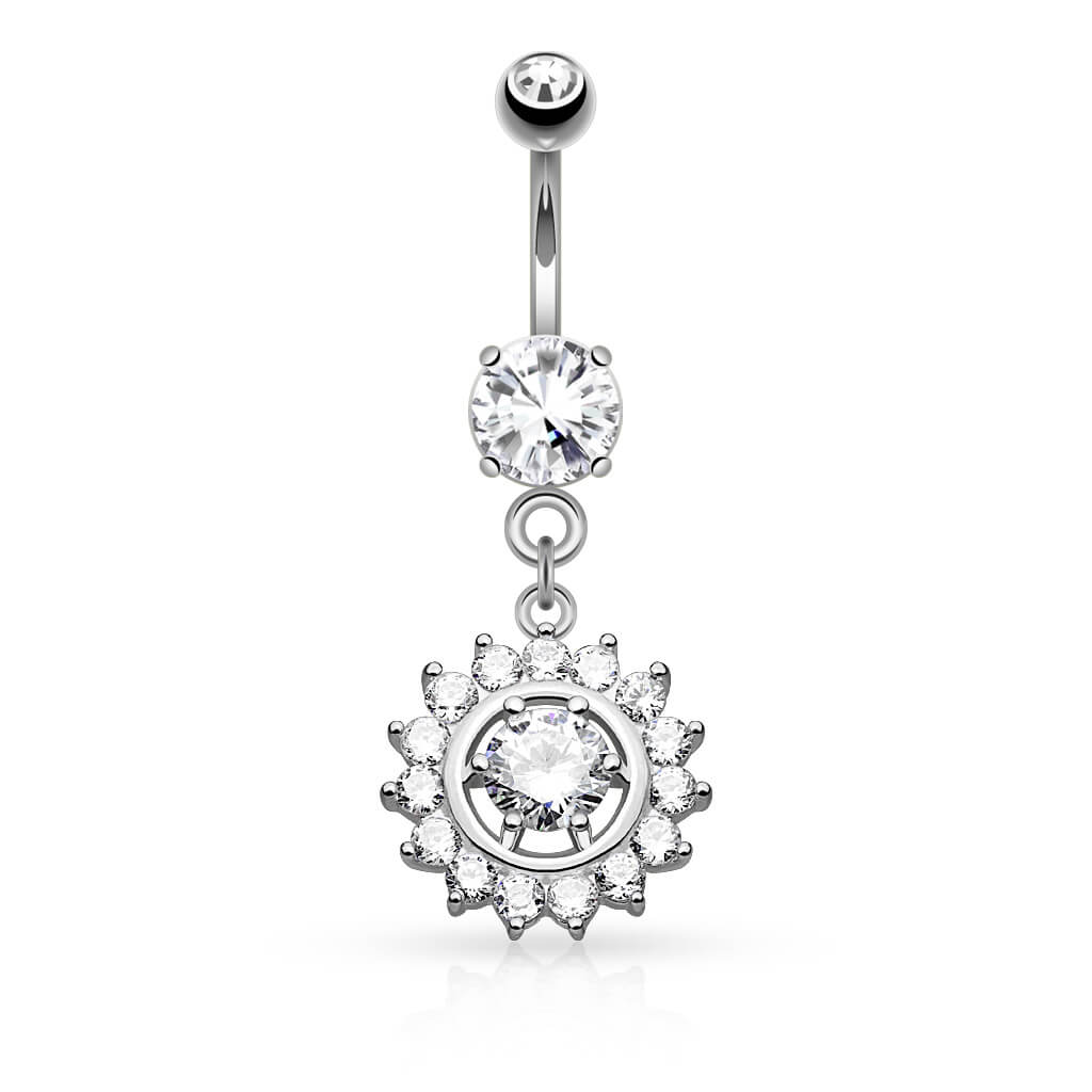 Piercing Nombril Pendentif Soleil Zircone