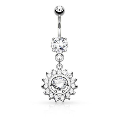 Belly Button Piercing Sun dangle Zirconia