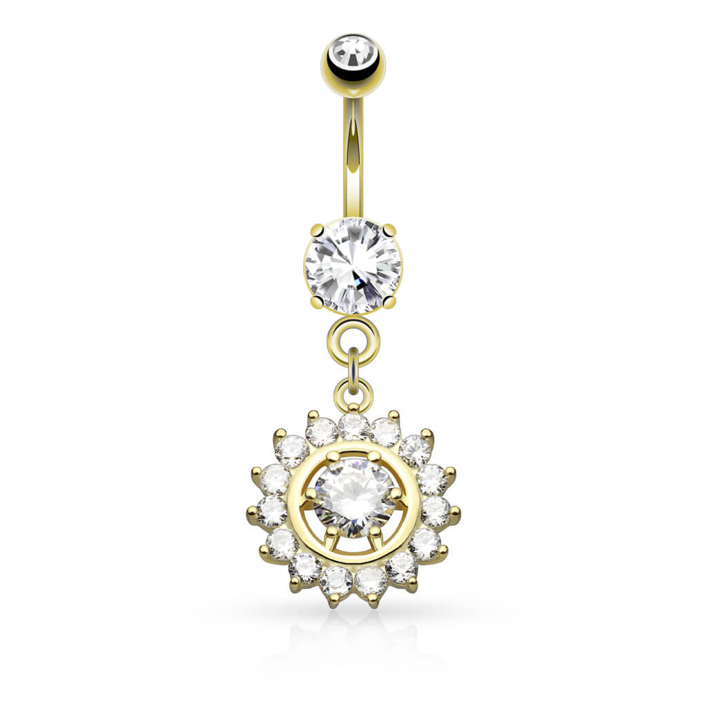 Piercing Nombril Pendentif Soleil Zircone