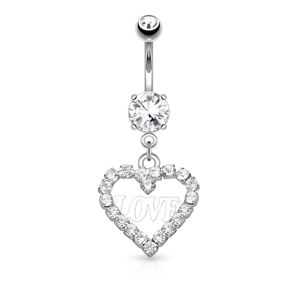 Belly Button Piercing Heart dangle Zirconia