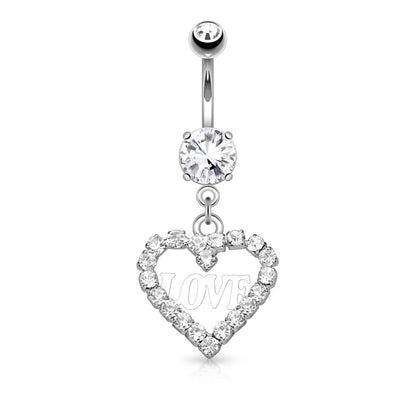 Belly Button Piercing Heart dangle Zirconia