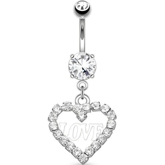 Belly Button Piercing Heart dangle Zirconia