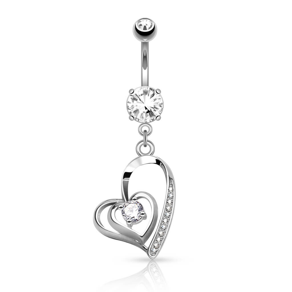 Belly Button Piercing Heart dangle Zirconia