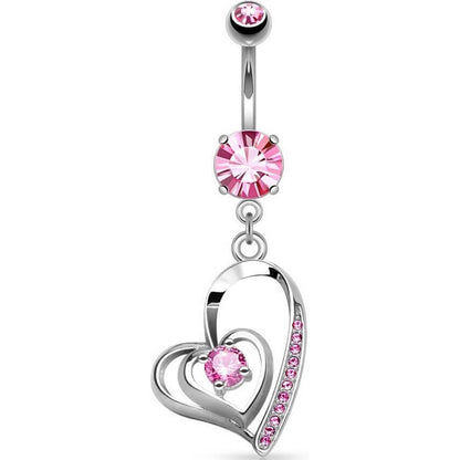 Piercing Ombelico Pendente a cuore con zirconi