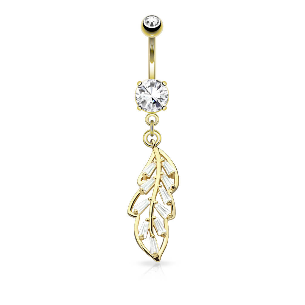 Belly Button Piercing Leaf dangle Zirconia