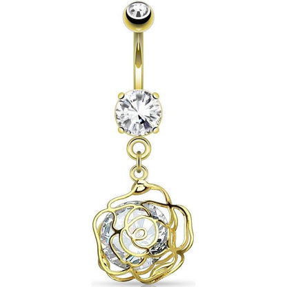 Belly Button Piercing Rose dangle Zirconia