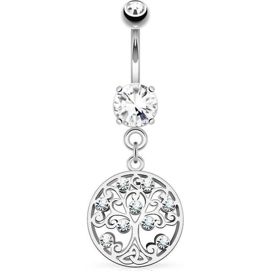 Piercing Nombril Pendentif Arbre De Vie Zircone